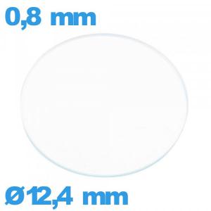 Verre de montre 12,4 mm plat verre minéral circulaire