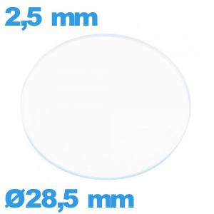Verre 28,5 mm de montre plat circulaire verre minéral