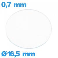 Verre plat en verre minéral circulaire 16,5 mm montre