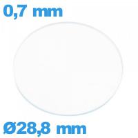 Verre plat verre minéral circulaire 28,8 mm montre