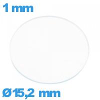 Verre circulaire en verre minéral 15,2 mm plat pour montre