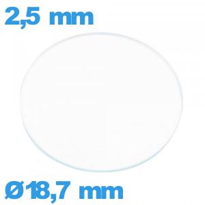 Verre montre en verre minéral circulaire 18,7 mm plat
