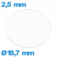 Verre montre en verre minéral circulaire 18,7 mm plat