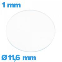 Verre circulaire en verre minéral 11,6 mm plat de montre