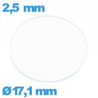 Verre plat verre minéral montre circulaire 17,1 mm