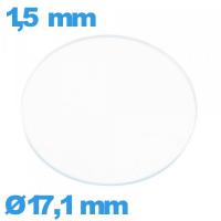 Verre montre 17,1 mm plat verre minéral circulaire