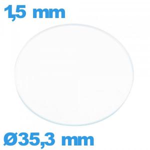 Verre pour montre 35,3 mm plat verre minéral circulaire