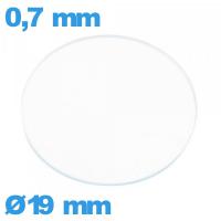 Verre 19 mm de montre plat circulaire en verre minéral