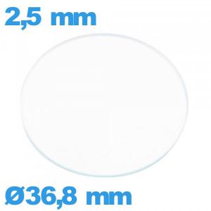 Verre circulaire 36,8 mm plat montre en verre minéral