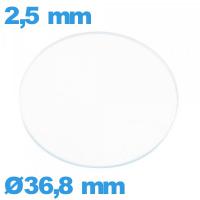 Verre circulaire 36,8 mm plat montre en verre minéral