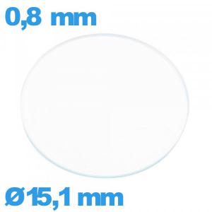 Verre plat 15,1 mm pour montre verre minéral circulaire