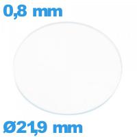Verre 21,9 mm circulaire plat montre verre minéral