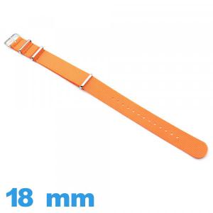 Bracelet pour montre tissu N.A.T.O Orange 18 mm