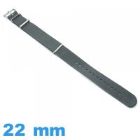 Bracelet montre Textile Nato Gris 22 mm