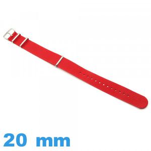 Bracelet pour montre Nato Rouge tissu 20 mm