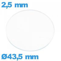 Verre circulaire plat 43,5 mm verre minéral de montre