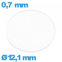 Verre montre 12,1 mm plat en verre minéral circulaire