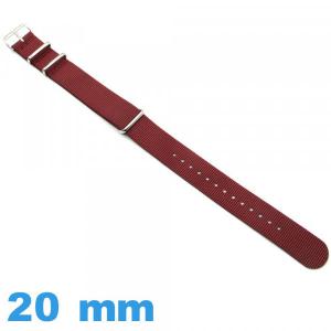 Bracelet Nato 20 mm montre Textile Rouge (Vin)