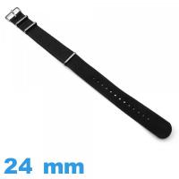 Bracelet de montre Nato 24 mm Noir Nylon