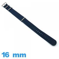 Bracelet Nato Textile Bleu 16 mm de montre