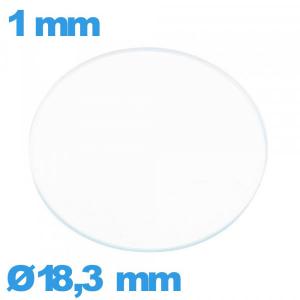 Verre de montre verre minéral circulaire 18,3 mm plat