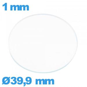 Verre plat 39,9 mm montre verre minéral circulaire