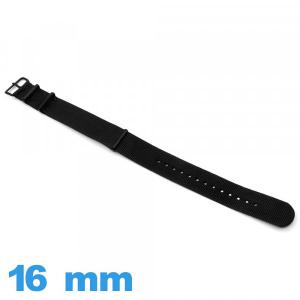 Bracelet 16mm montre Noir Nato Nylon