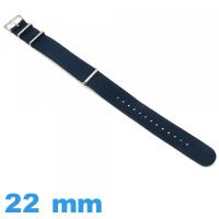 Bracelet tissu 22 mm N.A.T.O Bleu de montre