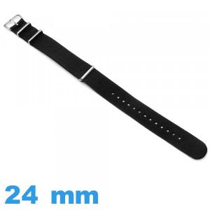 Bracelet Nylon Noir pour montre 24 mm Nato