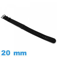 Bracelet pour montre Nato 20mm Noir tissu