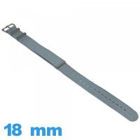 Bracelet 18 mm pour montre Gris Nato Nylon
