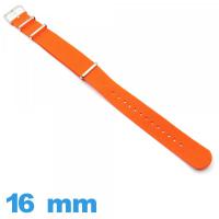 Bracelet montre Nato 16mm Orange profond Nylon