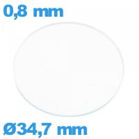 Verre plat en verre minéral circulaire 34,7 mm pour montre