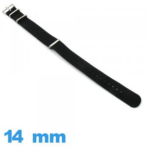 Bracelet montre N.A.T.O Noir Nylon 14 mm