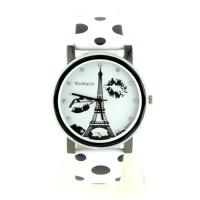 Montre femme pas chère à pois noirs