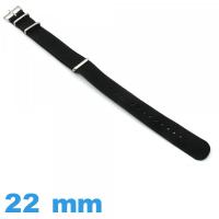 Bracelet Nylon 22mm N.A.T.O Noir montre