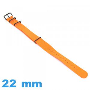 Bracelet Textile 22 mm N.A.T.O Orange profond pour montre