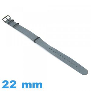 Bracelet montre Nato 22mm Gris tissu