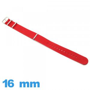 Bracelet tissu 16 mm Nato Rouge pour montre