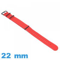 Bracelet pour montre Nylon Nato Rouge 22mm