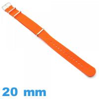 Bracelet tissu Orange profond pour montre 20mm N.A.T.O