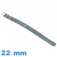 Bracelet tissu 22mm Nato Gris pour montre