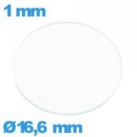 Verre plat verre minéral circulaire 16,6 mm pour montre