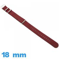Bracelet pour montre N.A.T.O Rouge (Vin) Textile 18mm