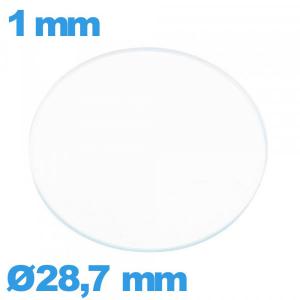 Verre plat en verre minéral circulaire 28,7 mm pour montre