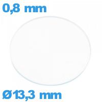 Verre circulaire en verre minéral 13,3 mm plat pour montre
