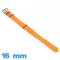 Bracelet Textile Orange profond montre 16 mm N.A.T.O