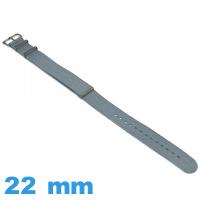 Bracelet Nato tissu Gris 22 mm pour montre