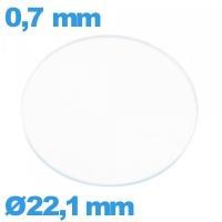 Verre de montre 22,1 mm plat en verre minéral circulaire