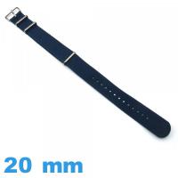 Bracelet N.A.T.O Nylon Bleu 20mm pour montre